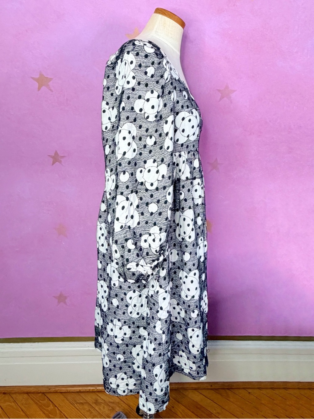 Anthropologie Jane Textured Babydoll Dress Womens Size 6 Embroidered Polka Dot - Picture 5 of 15